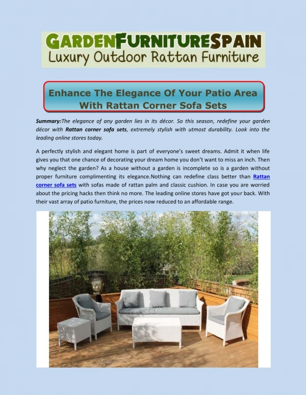 Enhance The Elegance Of Your Patio Area With Rattan Corner Sofa Sets