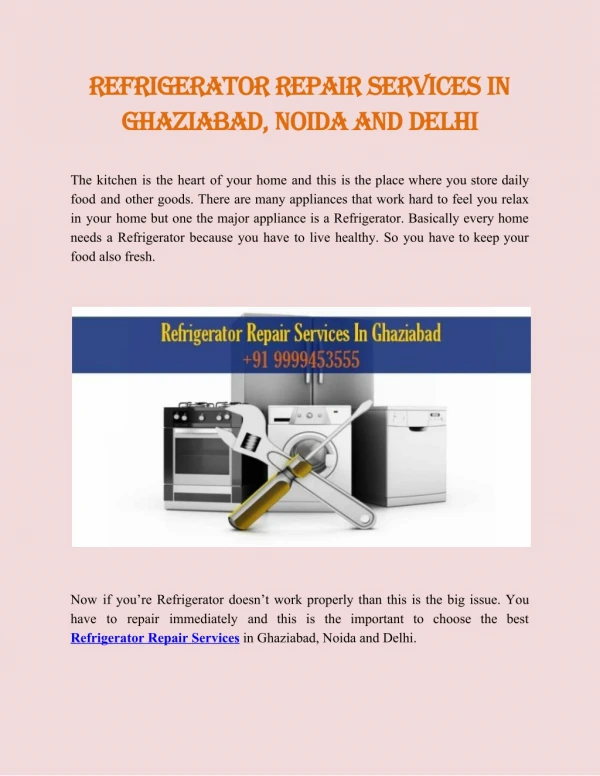 Refrigerator Repair Services In Ghaziabad, Noida and Delhi