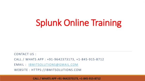 Splunk Course Online Training