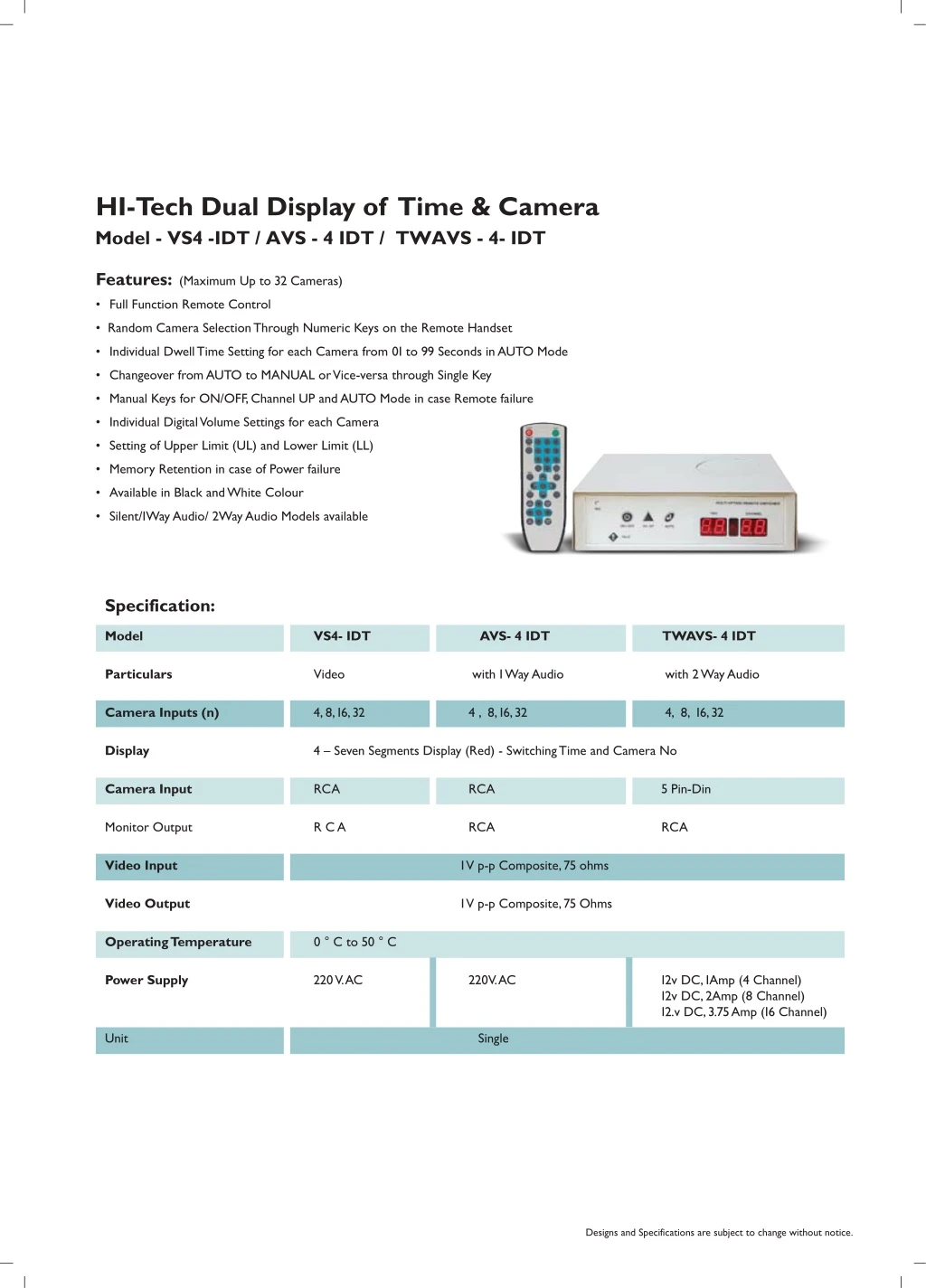 hi tech dual display of time camera model