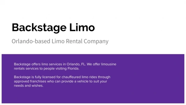 Backstage Orlando Limo Company