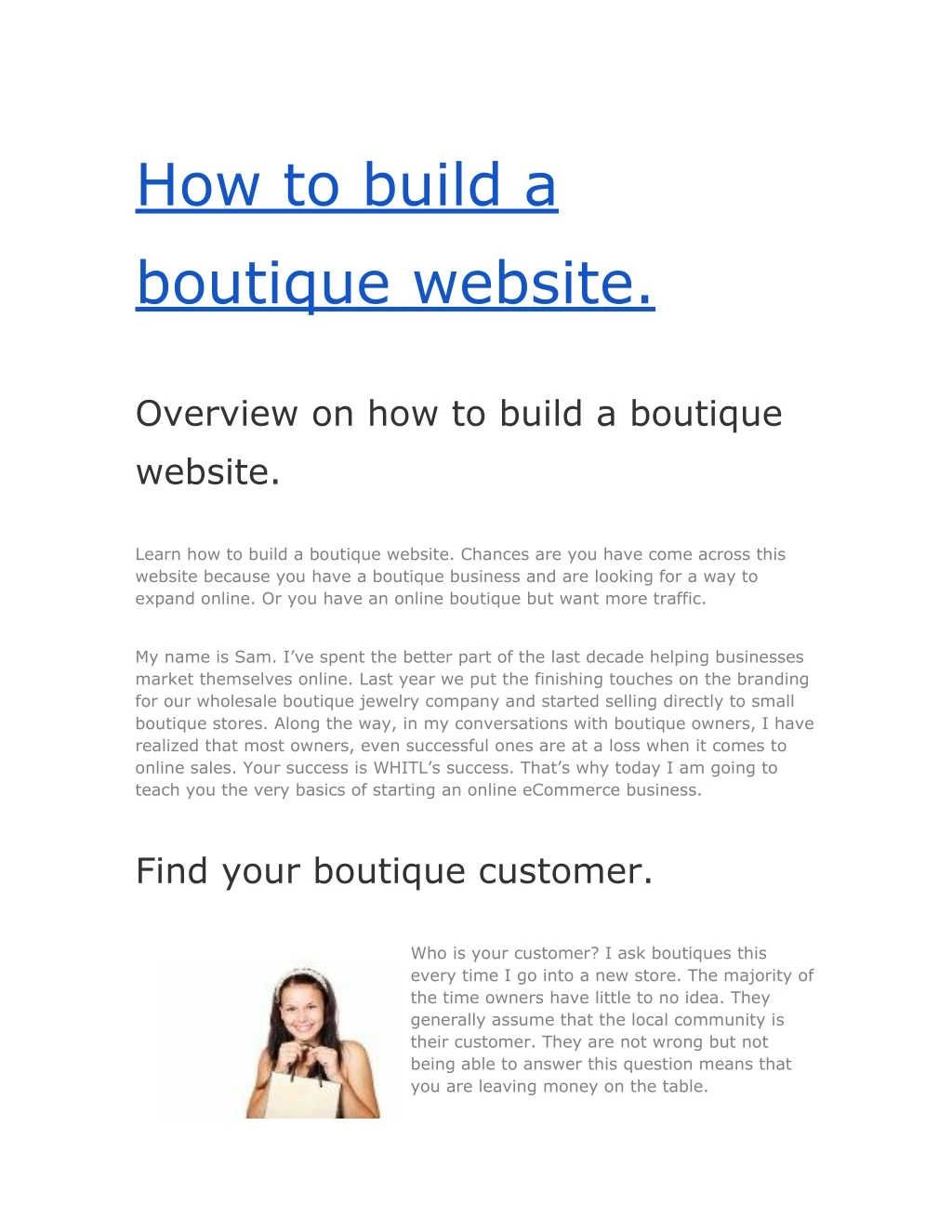 how to build a boutique website