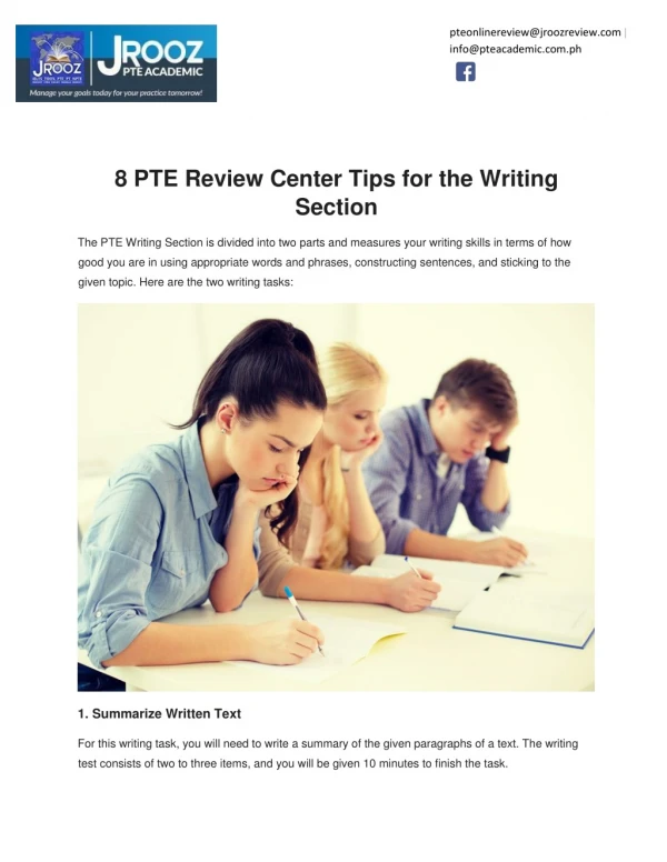 8 PTE Review Center Tips for the Writing Section