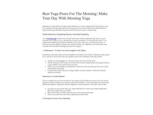 Best Yoga Poses For The Morning - Yoga Lifestyles