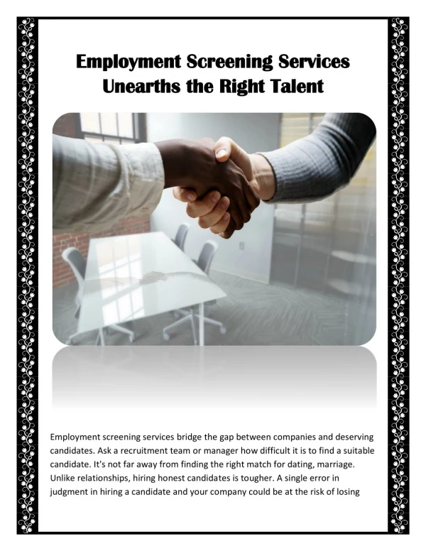 Employment Screening Services Unearths the Right Talent