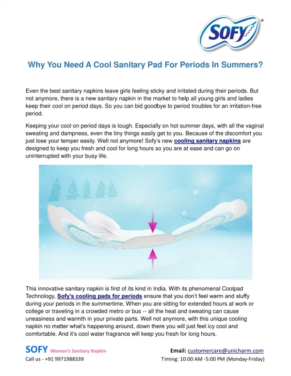 Why you need a cool sanitary pad for periods in summers?