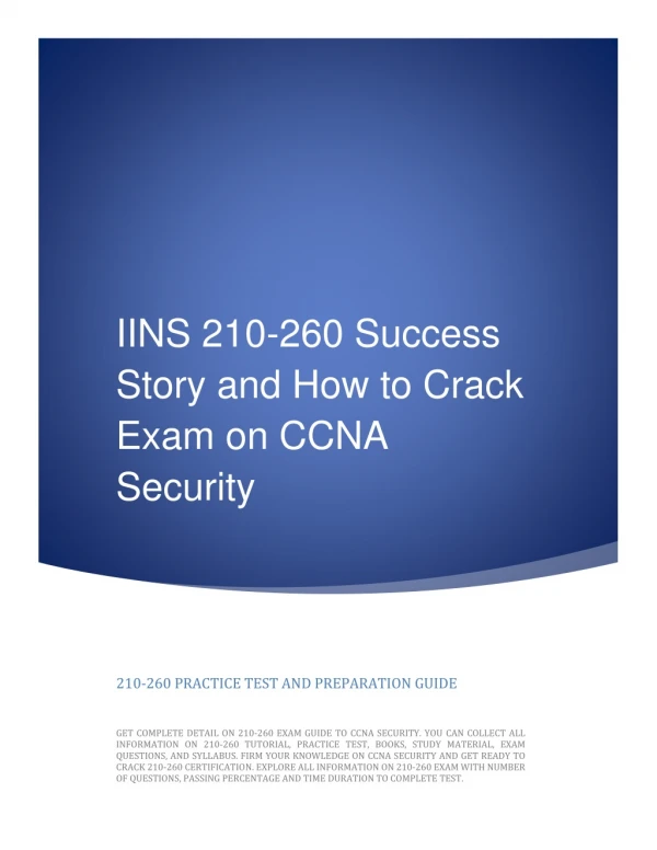 Latest guide:- IINS 210-260 Success Story and How to Crack Exam on CCNA Security