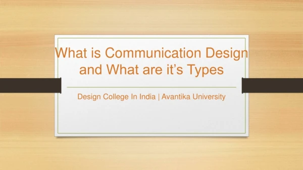 Types of Communication Design - Avantika University