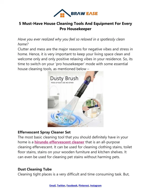 House Cleaning Tools and Equipment