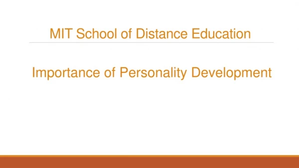 Importance of Personality Development | MIT School of Distance Education
