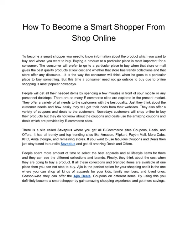 How To Become a Smart Shopper From Shop Online