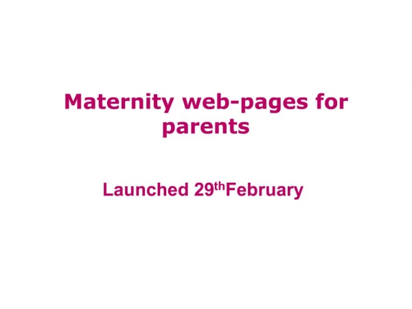 Maternity web-pages for parents