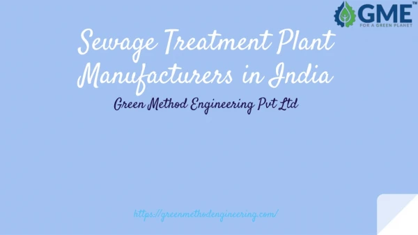 Sewage Treatment Plants Manufacturers in India