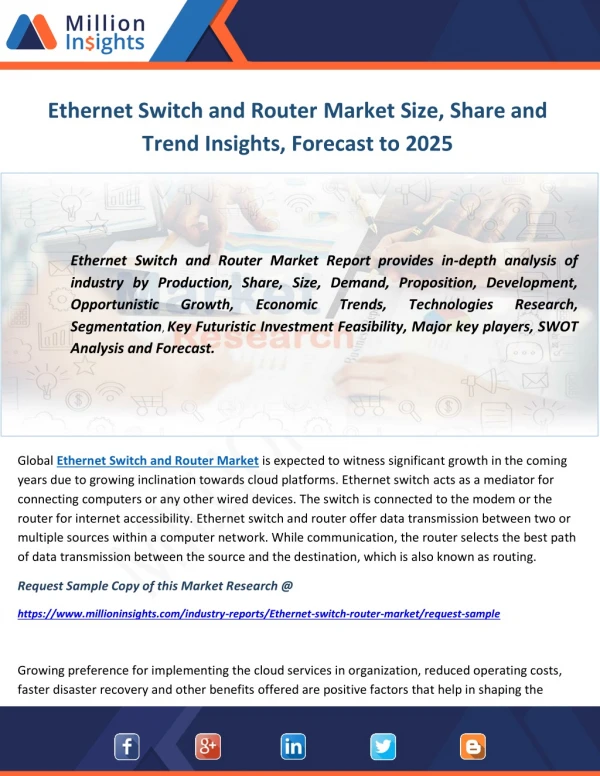 Ethernet Switch and Router Market Size, Share and Trend Insights, Forecast to 2025