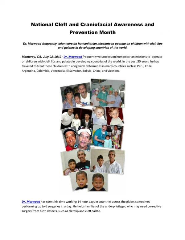 National Cleft and Craniofacial Awareness ?and Prevention Month