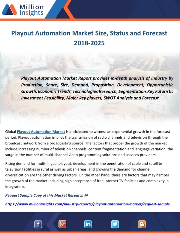 Playout Automation Market Size, Status and Forecast 2018-2025