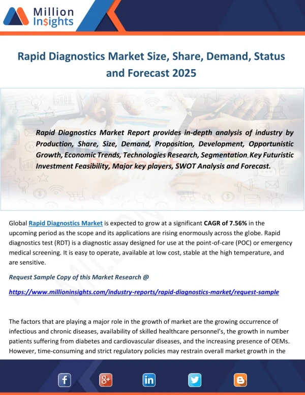 Rapid Diagnostics Market Size, Share, Demand, Status and Forecast 2025