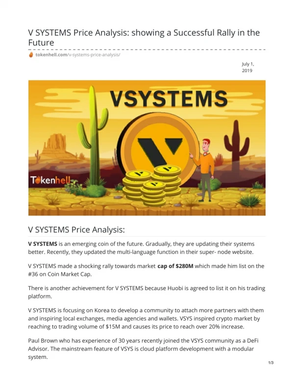 Vsystems price analysis 2019