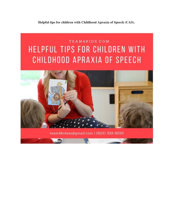 Childhood Apraxia And Speech Therapy Center In Peoria AZ