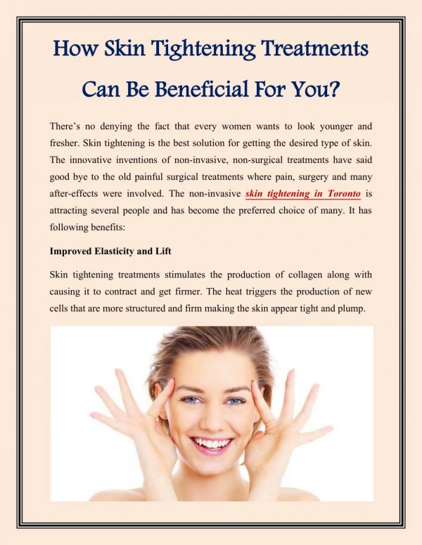 How Skin Tightening Treatments Can Be Beneficial For You?