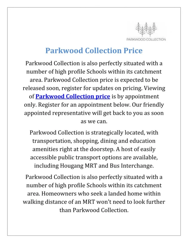 Parkwood Collection Price