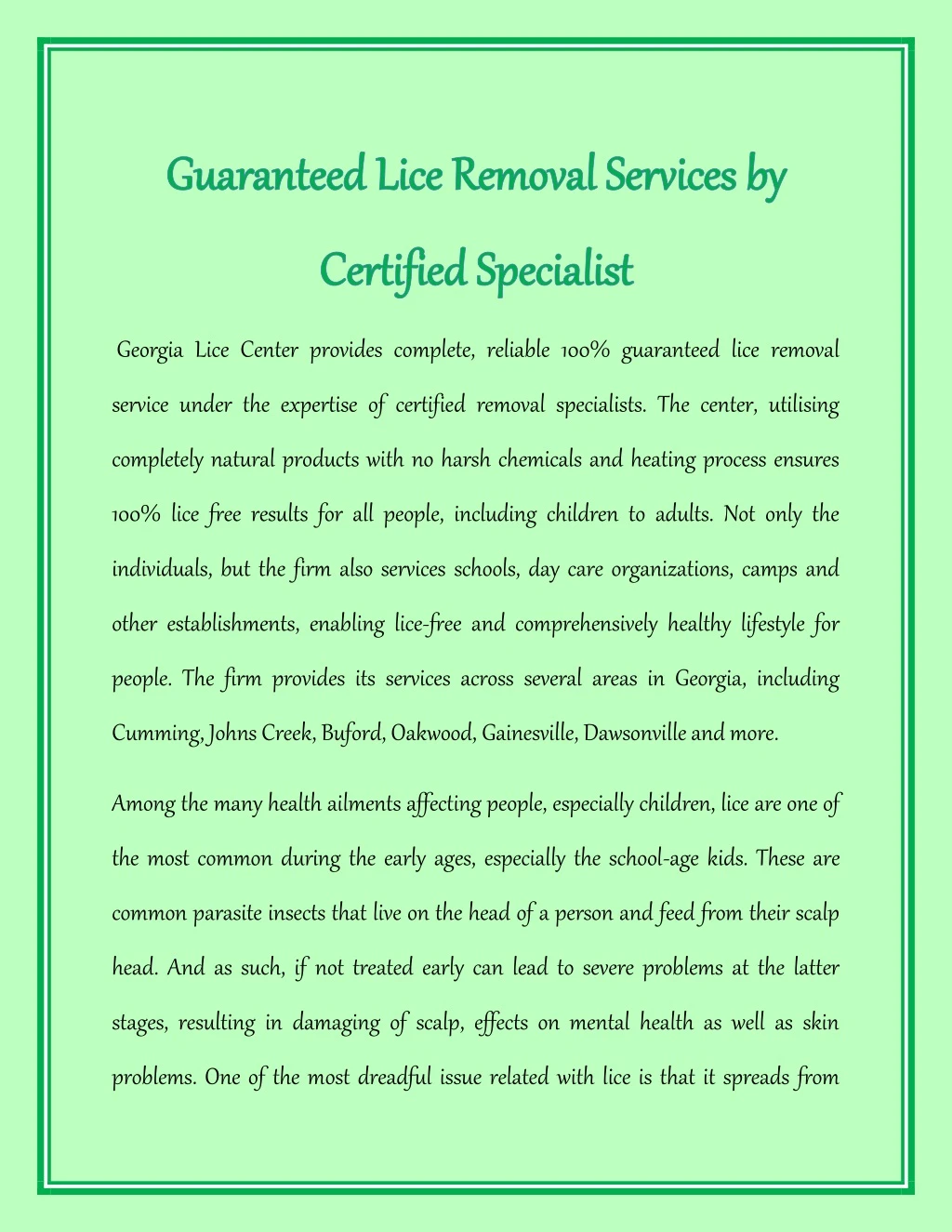 georgia lice center provides complete reliable