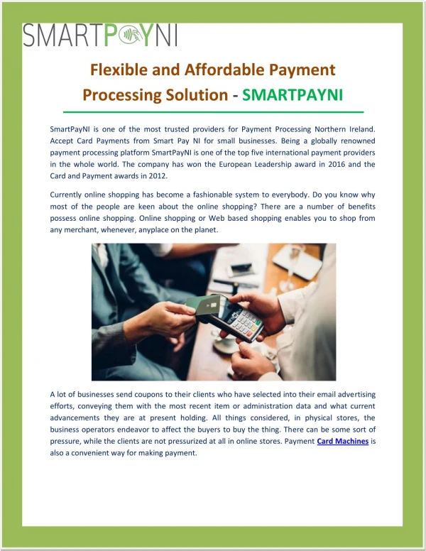 SmartPayNI Provides the Best Payment Card Machines & Merchant Services