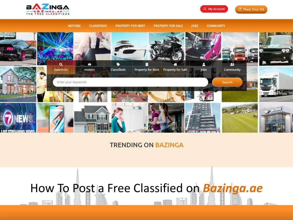 how to post a free classified on bazinga ae