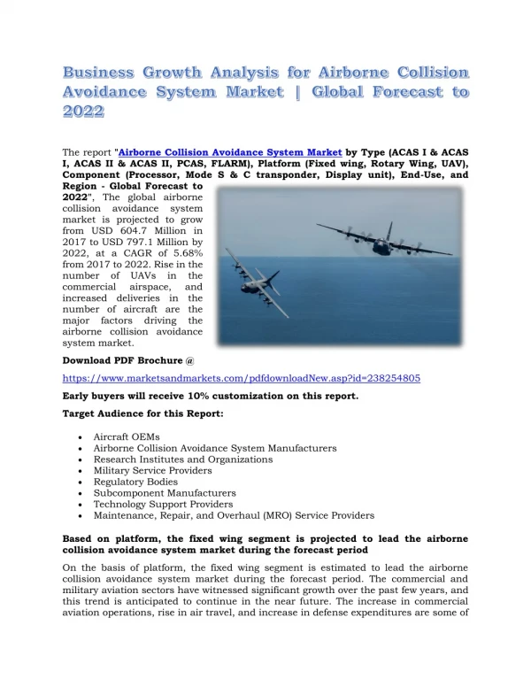 Business Growth Analysis for Airborne Collision Avoidance System Market