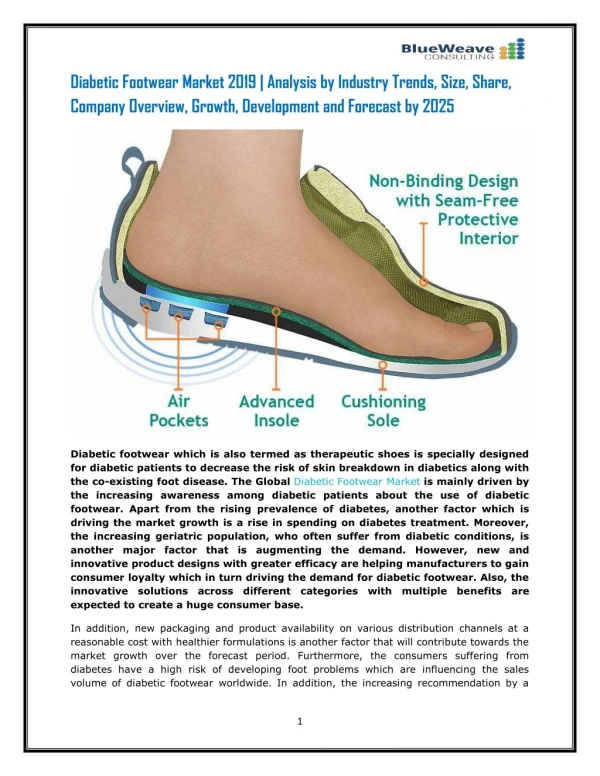 Diabetic Footwear Market 2019 | Analysis by Industry Trends, Size, Share, Company Overview, Growth, Development and Fore
