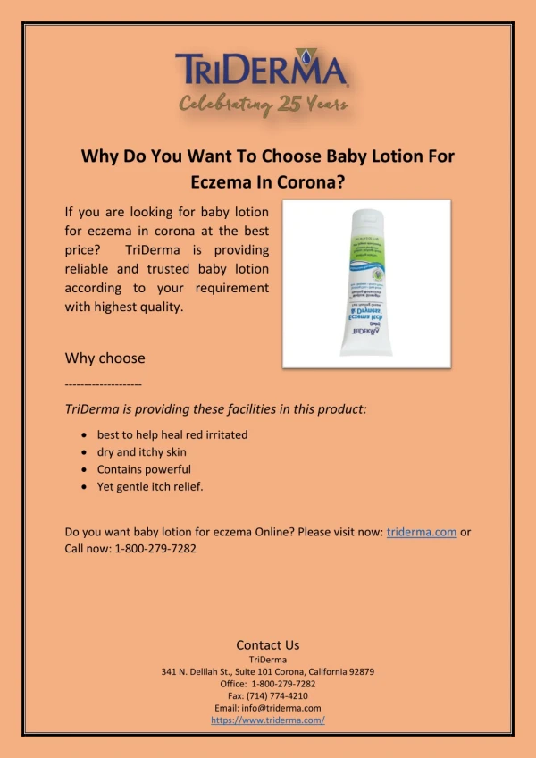 Why Do You Want To Choose Baby Lotion For Eczema In Corona?