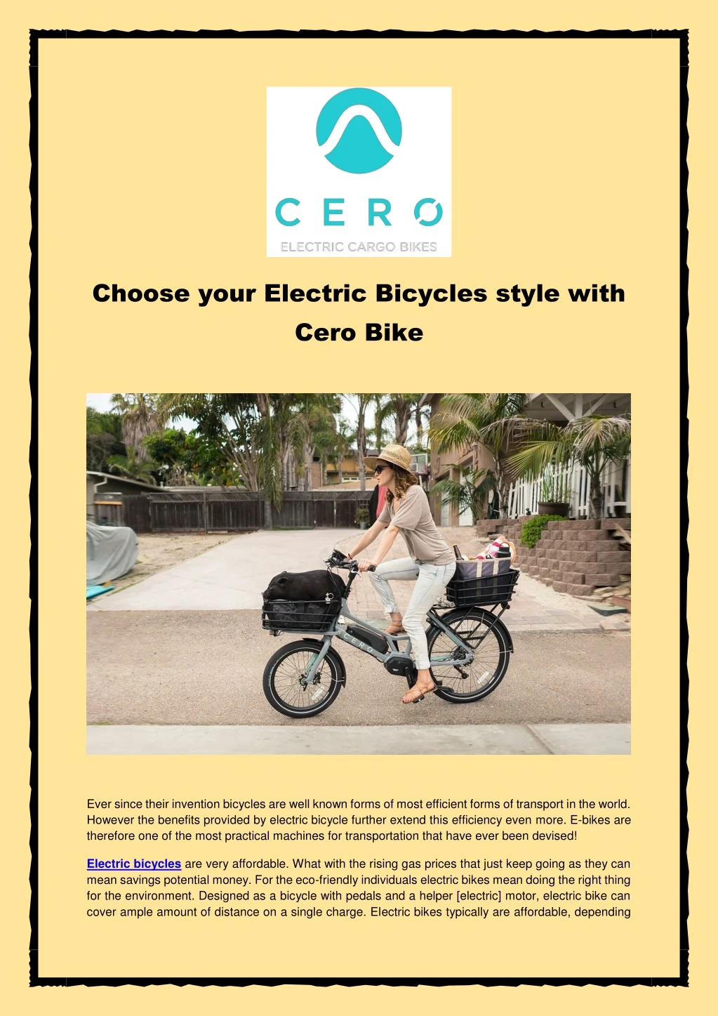 choose your electric bicycles style with cero bike
