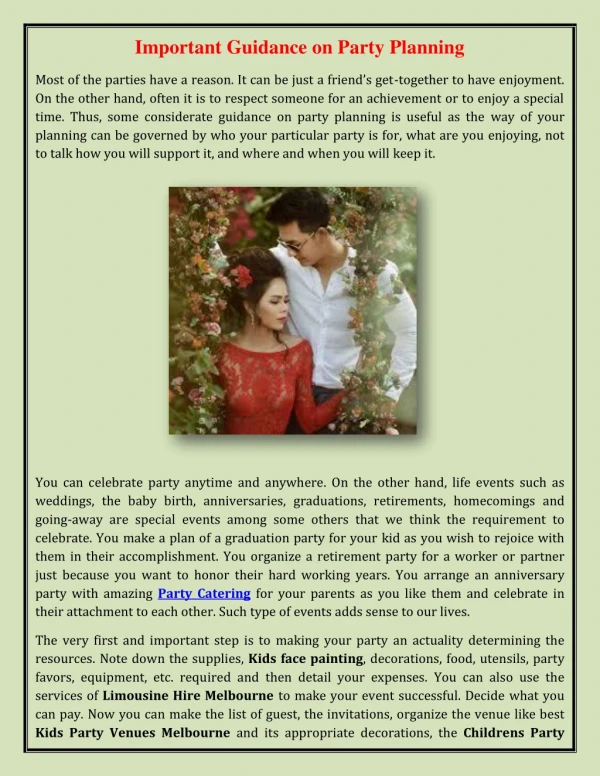 Important Guidance on Party Planning
