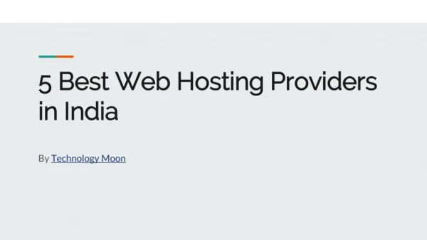 Top 5 Web Hosting Providers in India