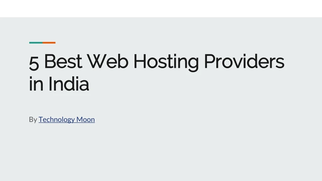 5 best web hosting providers in india