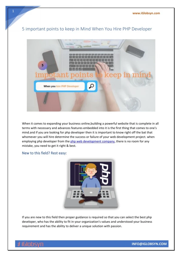 5 important points to keep in Mind While You Hire PHP Developer