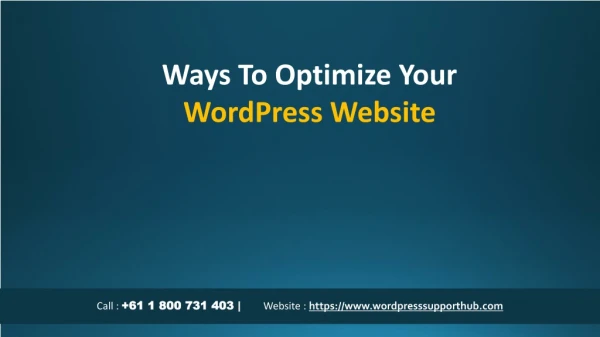 Way to optimize Wordpress website