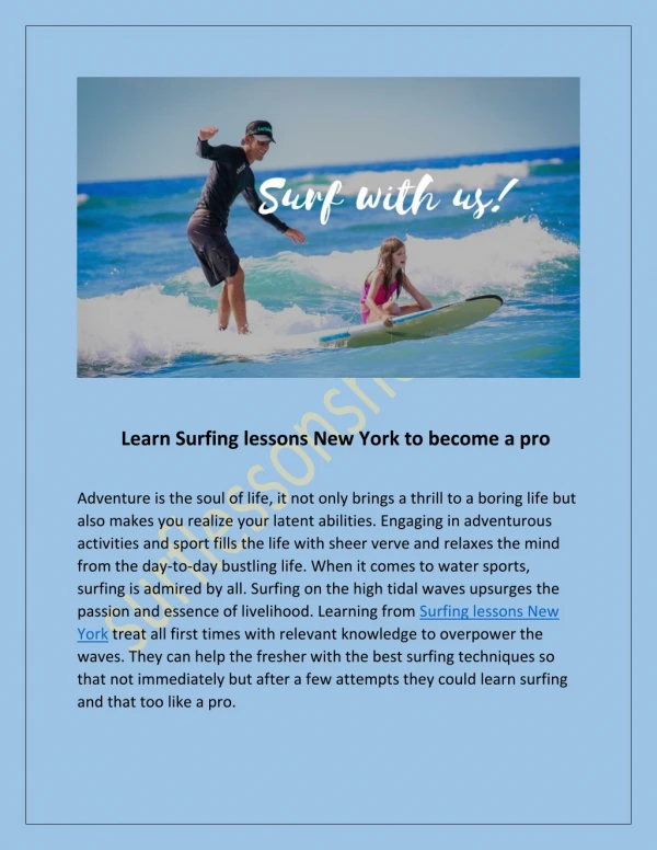 Learn Surfing lessons New York to become a pro
