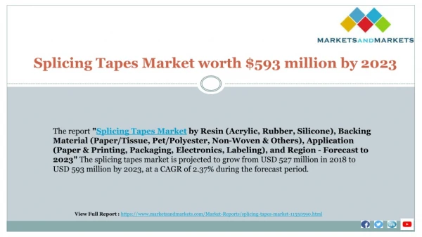Splicing Tapes Market worth $593 million by 2023