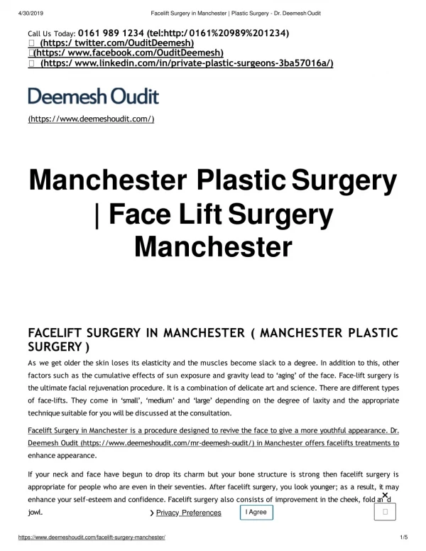 Abdominoplasty Surgery in Manchester
