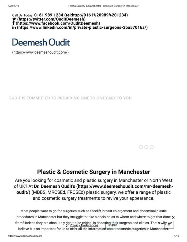 Plastic Surgery in Manchester