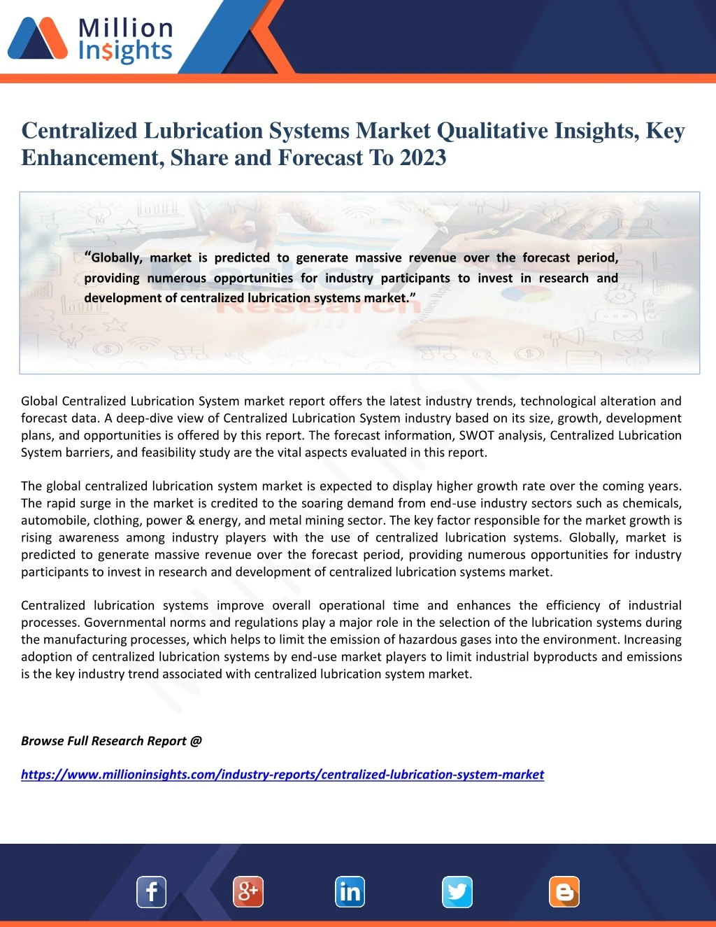 centralized lubrication systems market