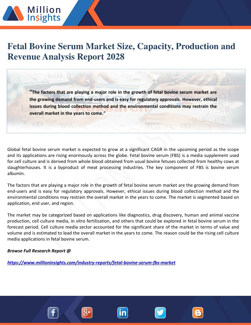 fetal bovine serum market size capacity