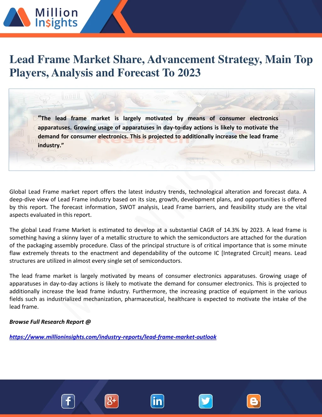 lead frame market share advancement strategy main