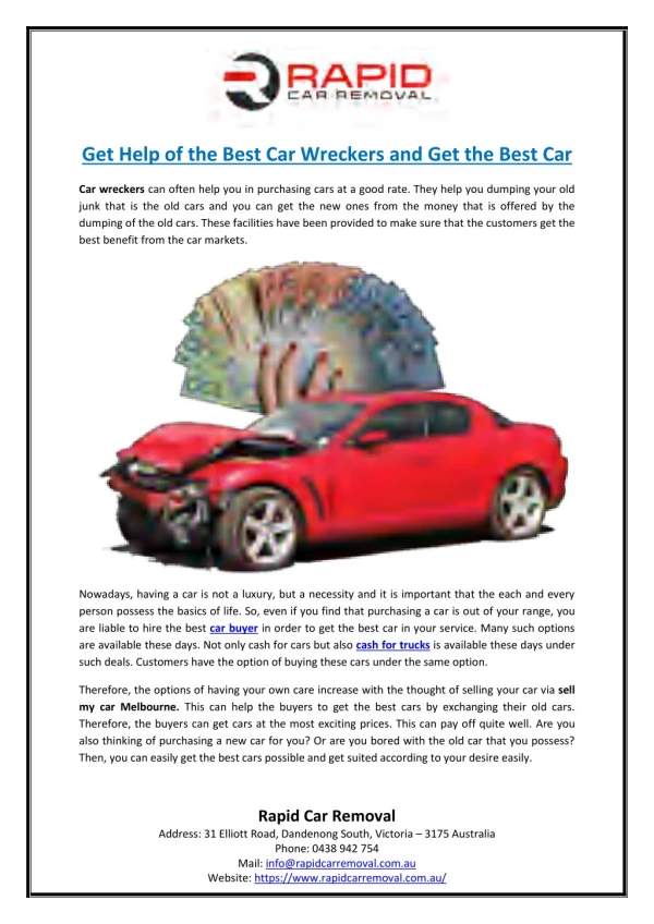 Get Help of the Best Car Wreckers and Get the Best Car