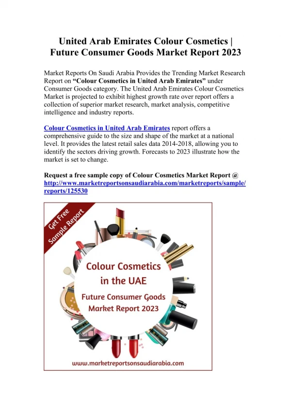 United Arab Emirates Colour Cosmetics Market Forecast Till 2023