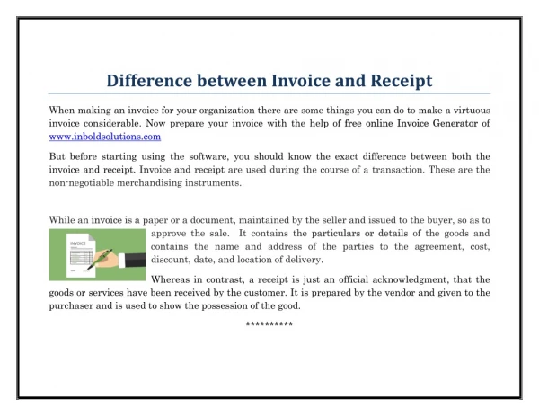 Difference between Invoice and Receipt