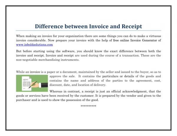 PPT - Difference Between A Purchase Order And An Invoice PowerPoint ...