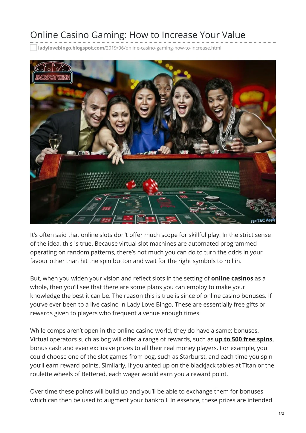 online casino gaming how to increase your value