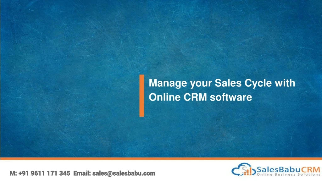 manage your sales cycle with online crm software